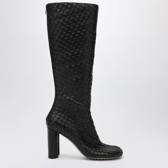 Bottega Veneta Stivali cuissard Cherry neri in pelle Intrecciata
