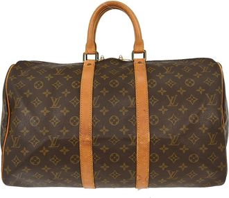 Louis Vuitton Keepall Bag Monogram Canvas Brown Canvas Handbag (Pre-Owned)