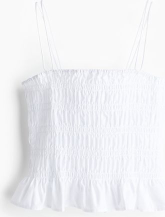 H&M Gesmoktes Trägertop - White