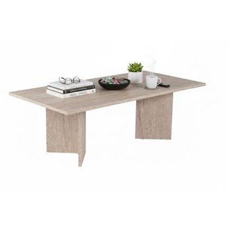 Dmora Tavolino da Salotto Turate, Forma Rettangolare, Materiale Piano in Legno Nobilitato, Colore Ripiano Bianco, 119x60x40h cm Bianco Marmo