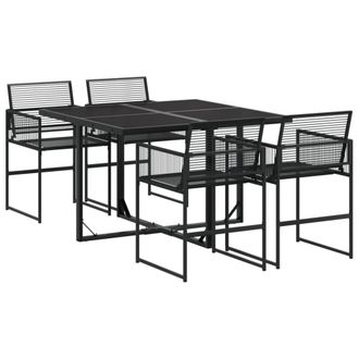 Berkfield Home 5 Piece Garden Dining Set Black Poly Rattan