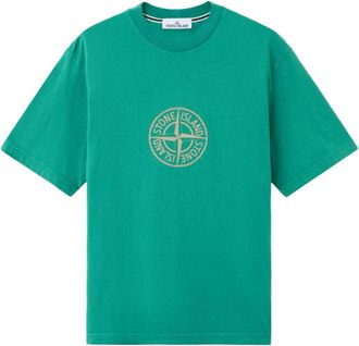 Stone Island Green Cotton Printed T-Shirt
