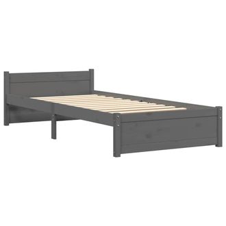 Berkfield Home Beautiful Bed Frame Grey Solid Wood 75x190 cm Small Single