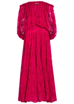 Zimmermann Luna Off-the-shoulder Lace Gown - Fuchsia - 1 (UK 10 / S)