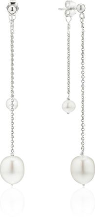 Lily & Roo Silver Layered Large and Small Pearl Earrings