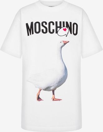 Moschino T-shirt in jersey organico Goose Print - Bianco