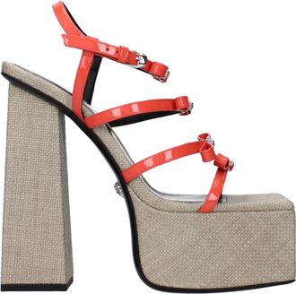 Versace Mujers Sandalias Naranja/Coralline Charol