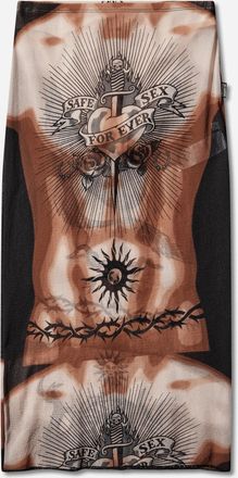 Jean Paul Gaultier Women s Re-Edition Safe Sex Tattoo Long Skirt Black