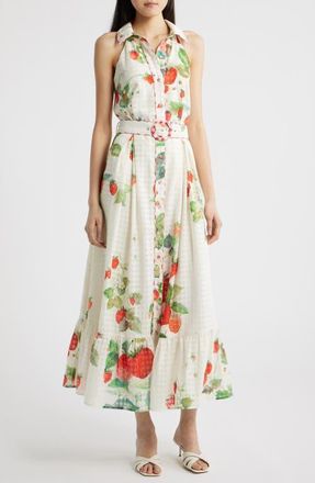 Ciebon Katerina Strawberry Print Sleeveless Shirtdress in Off White Multi at Nordstrom, Size X-Small