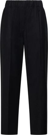 Max Mara Zwarte Wol Straight Leg Broek - Dames - Straight fit broeken - Zwart - XL - Wol - Broeken