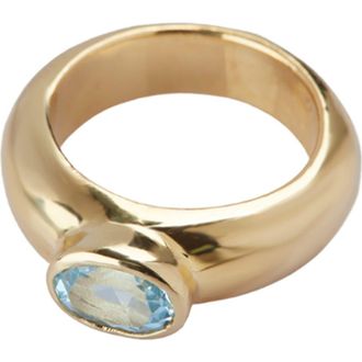 Argento Vivo Oval Stone Chunky Ring in Gold /blue Topaz at Nordstrom, Size 5