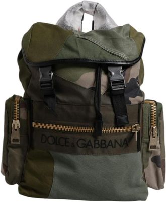 Dolce & Gabbana Patchwork Camo Rugzak - Heren - Rugzakken - Groen - ONE Size - Katoen - Tassen