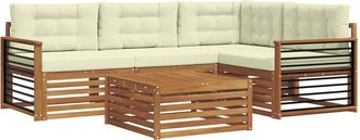 vidaXL Conjunto De Sof&aacute;s De Exterior 5 Uds. Natural Y Crema Vidaxl