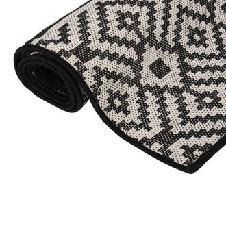 Berkfield Home Outdoor Flatweave Rug 200x280 cm Black Stripes | Size: Medium