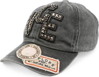 Golden Goose Embellished Black Cap with Distressed Finish