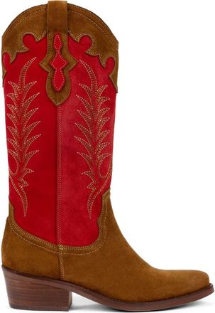 Penelope Chilvers Jolene Cowboy Boot in Peat/Red at Nordstrom, Size 11Us