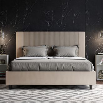 Les Tendances Les Tendances - Letto Matrimoniale Con Rete Imbottito 160x200 Similpelle Tortora Goya