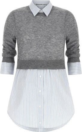 Alexander Wang Shirts - Dames - Ronde hals truien - Grijs - L - Katoen - Truien & Vesten