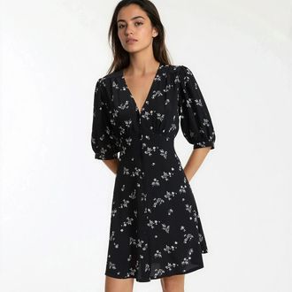 La Redoute Collections Korte rechte jurk, bloemenprint, korte mouwen