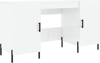 vidaXL Vidaxl - Escritorio Madera Contrachapada Blanco Brillante 140x50x75 Cm