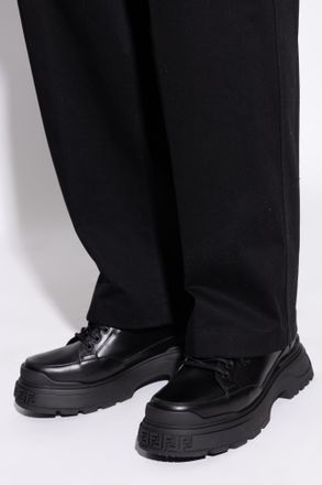 Fendi Leather Shoes Force Light, Mens, Black