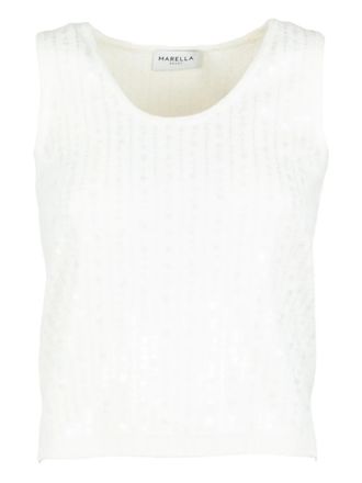Marella sequin round-neck tank top - White