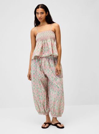 Twik Womens Floral poplin barrel-leg pant