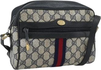 Gucci Pre-owned Vintage PVC Leather Shoulder Bag - Dames - Vintage Schoudertas - Blauw - ONE Size - Leer - Vintage