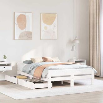 vidaXL Estructura De Cama Sin Colch&oacute;n Madera De Pino Blanca 150x200 Cm Vidaxl