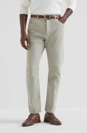 Brunello Cucinelli Garment-dyed denim trousers in Khaki at Nordstrom, Size 44 It