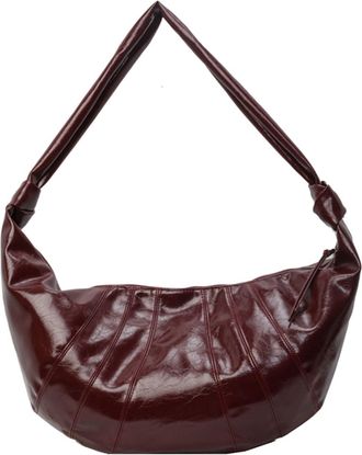 Generic Crescent Shoulder Bag - PU Leather Hobo Tote for Travel & Everyday Use(Red)