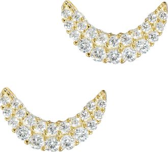 Savvy Cie Jewels 18K Gold Plated Sterling Silver Cubic Zirconia Crescent Stud Earrings in Yellow at Nordstrom Rack