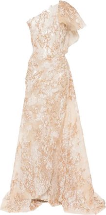 Saiid Kobeisy Abito lungo con ricamo - Oro