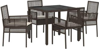vidaXL Conjunto De Comedor De Jard&iacute;n 5 Pcs Marr&oacute;n Polirat&aacute;n Vidaxl