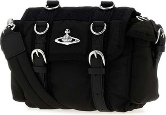 Vivienne Westwood Womens Black Fabric Rocky Crossbody Bag Black-Silver Hw Borse A Mano Black/silver