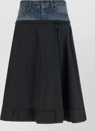 Maison Margiela a line skirt contrast fabrics denim waistband