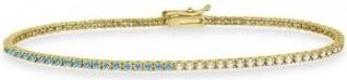 Allurez Diamond & Aquamarine Eternity Tennis Bracelet 14K Yellow Gold (0.87ct)