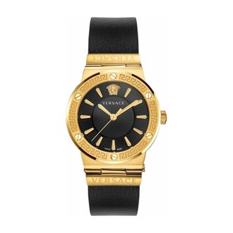 Versace Greca Logo Watch - Dames - Horloges - Geel - ONE Size - Leer - Accessoires