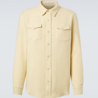 God's True Cashmere Daffodil Solid cashmere shirt with moonstone