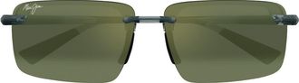 Maui Jim Laulima 61mm PolarizedPlus2 Gradient Rectangular Sunglasses in Green/Maui at Nordstrom