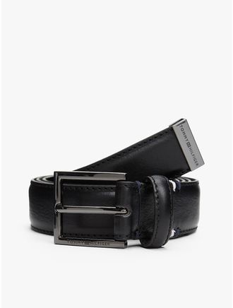Tommy Hilfiger Mens Square-Buckle Pebbled Leather Belt - Black - 44