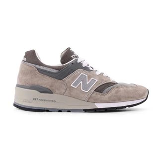 New Balance Sneakers, male, Gray, Size: 13 1/2 US Grey Sneakers with Leather Monogram