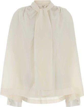 Carven Blouse met Geplooide Sjaal - Dames - Blouses - Wit - L - Overhemden