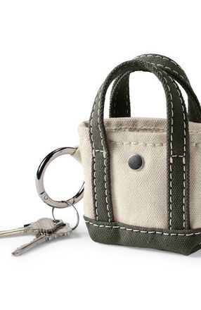 Lands End Mini Canvas Tote Charm in Natural/dark Olive Green at Nordstrom