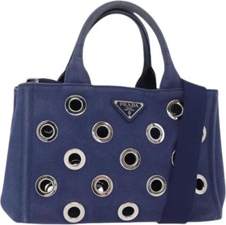 Prada Pre-owned Canvas Cross Body Bag - Dames - Vintage Schoudertas - Blauw - ONE Size - Vintage