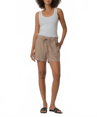 Kut from the Kloth Katana Linen Shorts In Khaki