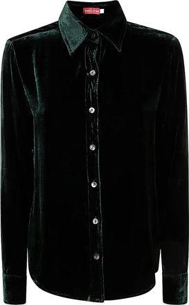 Bianco Levrin Camicia button-down in velluto - Verde