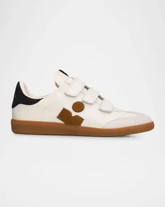 Isabel Marant Beth Mixed Leather Grip-Strap Sneakers