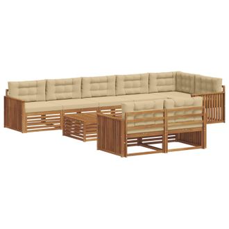 vidaXL Conjunto De Sof&aacute;s De Exterior Con Coj&iacute;n 9 Pcs Natural Y Beige Vidaxl
