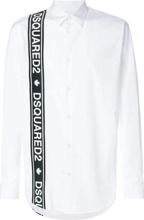 Dsquared2 Chemise - Heren - Casual Overhemden - Wit - M - Katoen - Overhemden